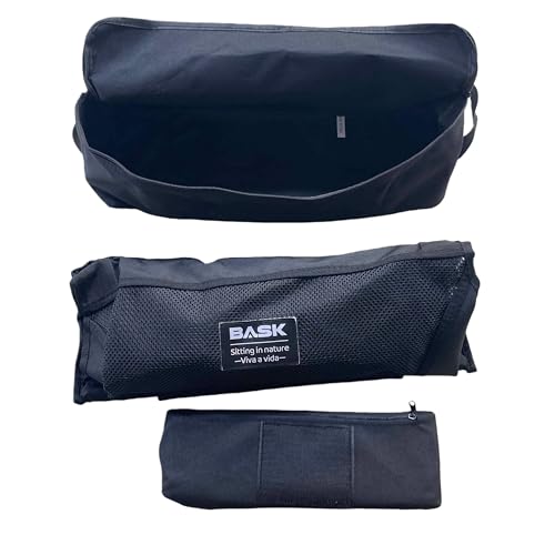 BASK Daydream Cadeira Premium Dobrável com Encosto Alto e Travesseiro – Extra Grande, Estrutura em Alumínio Resistente (150kg) – Portátil para Camping, Pesca, Praia e Lazer – Preto