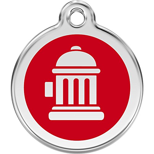 Red Dingo Personalized Fire Hydrant Pet ID Dog Tag (Large Red)