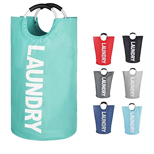 Epicord Laundry Basket Collapsible Fabric Large Clothes Hampers for Laundry Folding Storage Washing Bin with Handles for College, Camping and Home in 6 Colors (Light Blue)