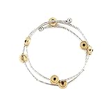 Seasons Jewelry Silver Wrap Bracelet with Gold Stations and Black Crystals