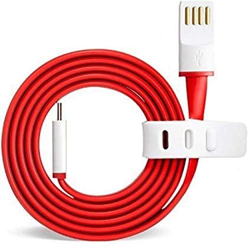 Kakooze Micro USB Flat Wire Data Cable for OnePlus One 1 X (Red & White) 1 Meter / 100 cm