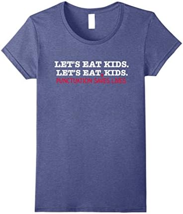 Womens Punctuation Saves Lives Funny Grammar Teacher T-Shirt Small Heather Blue