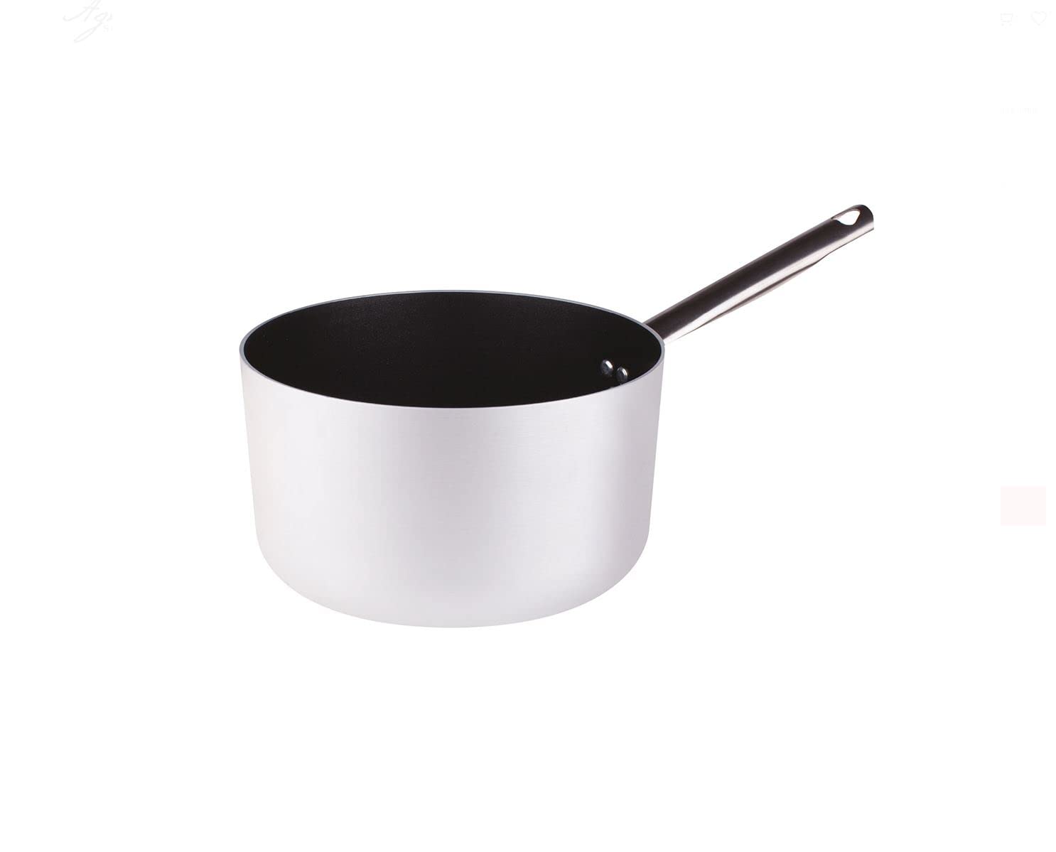 Pentole Agnelli Professional Aluminium Anti - Adherent 3 Mm. Deep Saucepan With Tubular Steel Handle, Diameter 18 Cm.