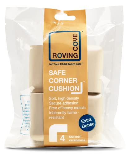 Roving Cove HeftyFit Corner Protector for Baby (4 Large Corners), Heavy-Duty Soft Rubber Foam Furniture Corner Bumper Guards, 3M Adhesive Pre-Taped, Oyster White (Off White)