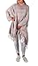 Peach Couture Turtle Neck Checkered Winter Poncho Sweater Pullovers with Fringes