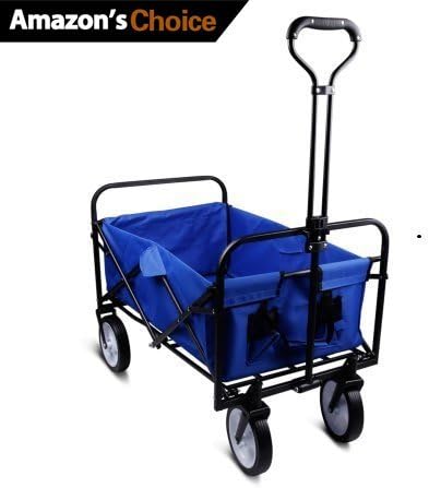Dihou Mac COLLAPSIBLE FOLDING OUTDOOR UTILITY WAGON/SHOPPING/GARDEN/CAMPING Sports CART WITH ROLLING - NEW Blue