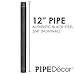 PIPE DECOR 3/4” x 12” Black Steel Plumbing Pipe, Pre Cut, Industrial Steel Grey Fits Standard 3/4 Inch Threaded Black Malleable Iron Fittings, Build Vintage DIY Furniture, 4 Pack