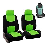 FH-FB050102 Flat Cloth Pair Bucket Seat Covers Green / Black Color- Fit Most Car, Truck, Suv, or Van