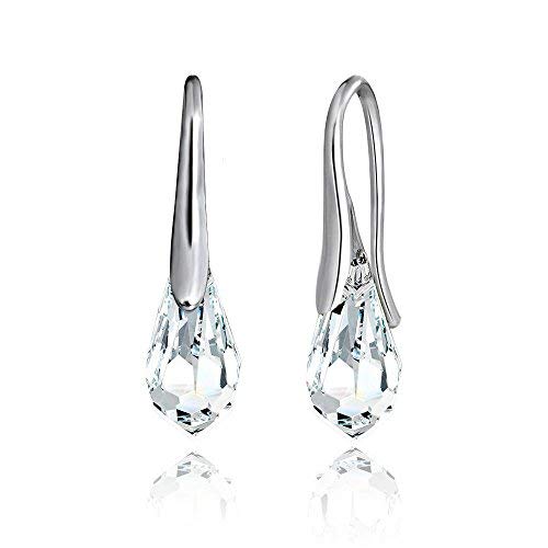 MSER3138 Women's Rhodium Plated Crystals Drop and Dangle Earrings