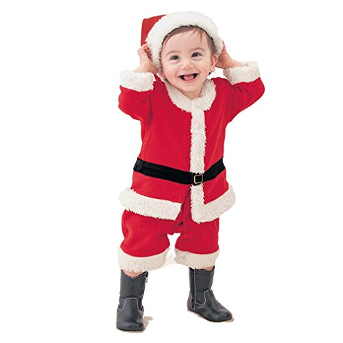 Baby Boy Christmas Romper + Hat Santa Claus New Year Costumes Red 12-24m