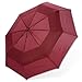 Arcadia Outdoors Vented Double Canopy Wind Resistant Travel Umbrella with Reflective Edge -Burgundy Auto Open/Close