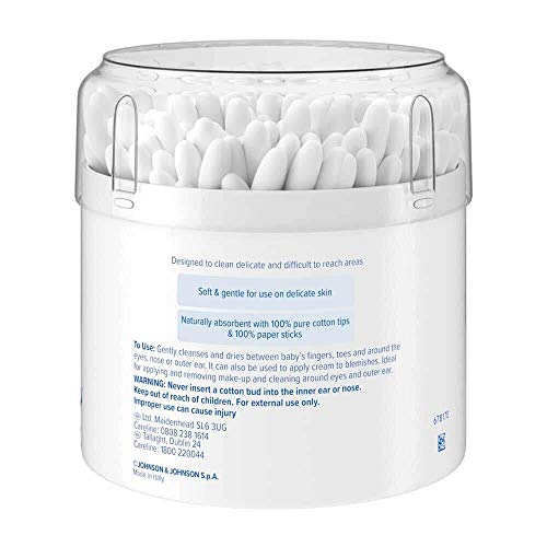 Johnson's Pure Cotton Swabs, 200 Count (Pack of 3)