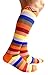 Compression Socks (1 pair) for Women & Men by A-Swift - Best For Running, Athletic Sports, Crossfit, Flight Travel - Suits Nurses, Maternity Pregnancy - Below Knee High (Orange Stripes, Large)