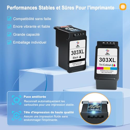 Palmtree 303XL 303 XL Compatible with HP 303 XL Black and Colour Ink Cartridge for HP Envy Photo 6232 6230 6220 7830 6234 7130 7134 7800 7900 6222 7855 6252 6255 6258 71200 7132 Tango X (2-Pack)