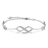 OneSight Infinity Ankle Bracelet for Women,925 Sterling Silver Charm Adjustable Anklet, White Gold and Rose Gold Colours