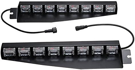 19" Car LED CREE 12V 48W 8 Pics Bulb Red Blue White Green Amber Dashboard Deck Truck Boat Windshield Emergency Warning Flashlight Strobe Light Lamp Bar with Suction Cups Pack of 2 KM817E (Red/White 2)
