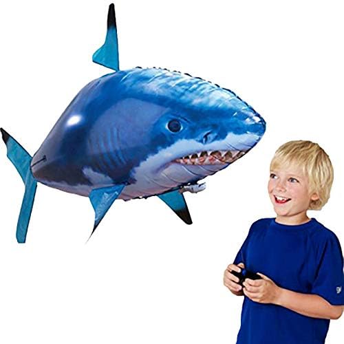 Remote Control Flying SHARK Jaminy Air Flying NEW RC Toy Kids Inflatable Gift Christmas (Blue)