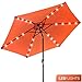 Sorbus 10 ft Patio Umbrella LED Solar Power, Orange, Modern Style, Alloy Steel Frame, Solid Pattern, Manual Tilt, 15.1 lbs, Adult, Sun & Rain Use, Round Shape, Alloy Steel Handle, Wipe Clean Care