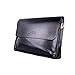 LARMA Newest Fashion Men's Genuine Leather RFID Blocking Secure Briefcase Shoulder Messenger Bag, L2-Black