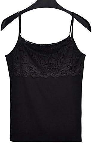 Buttyfly Women Sexy Summer Large Elastic Sleeveless Female Camisoles Tops Patch Lace Neck black One Size