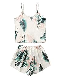 Floerns - Pijama de dos piezas con estampado tropical de verano para mujer