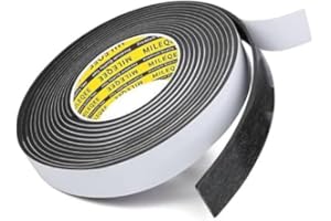 MILEQEE Single-Sided Adhesive Foam Tape EVA Black, Multipurpose Sponge Sealing Strip Window Door Insulation Table Edge Protector Wall Bumper Guards, 0.8in x 16.4FT
