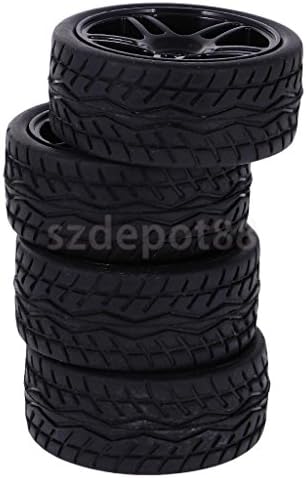 uptogethertek RC Wheel Rim Rubber Tyres Tires Fits for 1/10 HSP HPI On Road Car 9005B-8004