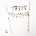 Mini Happy Birthday Cake Bunting Banner Cake Topper - Multicolor Pennant Flags with Gold Dots Straw Pole