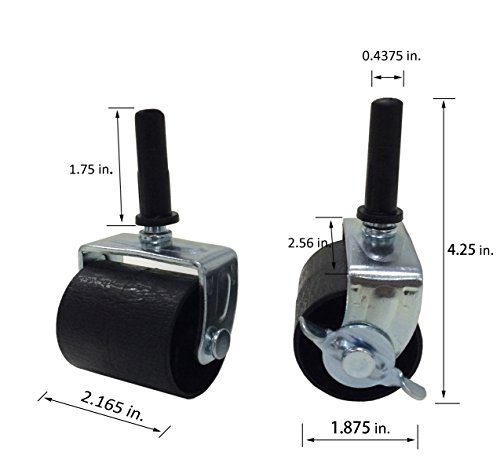 Kings Brand Heavy Duty Caster Wheels For Bed Frame ~Set Of 4~ (2 Locking & 2 None Locking)