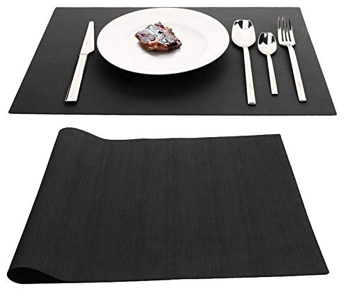 Silicone Place Mats Table Placemats, Extra Large, Non Slip, Heat Resistant,Thick, Nonstick Pastry Mats Countertop Worktops Protection, for Kitchen Dining Baby Kid, 45 × 32cm (Black, 1)