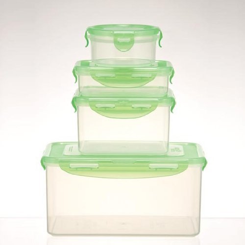 LOCK & LOCK 8-Piece Lunch Box, 4 Containers, Green Lid