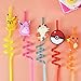 Party Supplies Drinking Plastic Straws Reusable for Kids Birthday Favors with Cleaning Brush