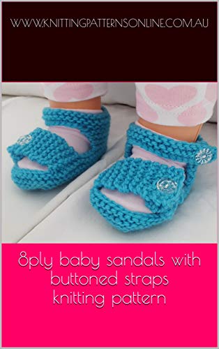 8ply baby sandals with buttoned straps knitting pattern - Larissa