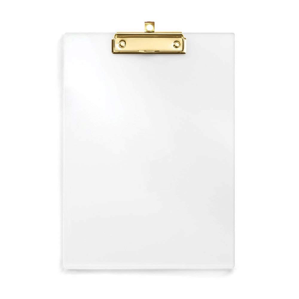 UNIQOOO Thick Clear Acrylic Clipboard with Shiny Gold Finish Clip, Perfect for Modern Arts Lover, Fashion and Style Expert, Calligrapher, Office, Seminars, Workshops, Home School, Classroom and Event