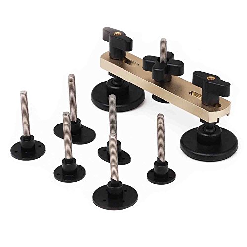 AMTION Paintless Dent Repair Bridge Puller Sets Paintless Dent Removal Repair Tool Kit with 7 Pcs Different Shape Mats Threaded Rod for Dent Ding DIY Home Repair