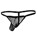 MSemis Men's Sexy Lingerie See-Through Micro Bikini G-String T-Back Mesh Bugle Pouch Briefs Black Large (Waistline 27.0