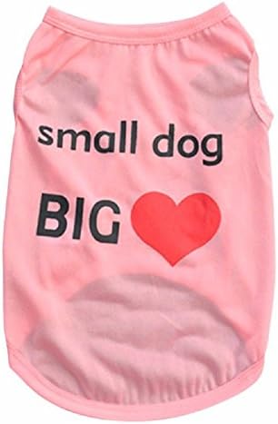 Dog Clothes For Small Dogs Pattern Small Dog Sweater Spring Summer Top T-Shirt Vest Clothes Pet Costumes (M, Pink)