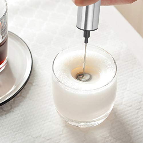 Milk Frother, PEMOTech [3 in 1] Electric Milk Forther with Mix Spoon & 16 PCS Art Stencils, Handheld Portable Frother Foam Maker Double Spring Whisk Head with Additional Single Spring Whisk Head, Foam Maker For Latte Cappuccino Hot Chocolate