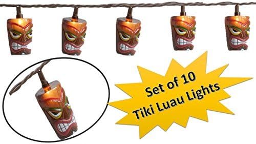 Tiki Head Tiki Lights - Luau Party - String Lights - Fun Lights Luau Theme for Your Home Garden Deck or Patio - Tiki Bar Decor - Patio Lights