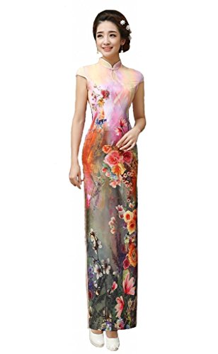 JTC(TM) Women High Slit Long Chinese Dress Cheongsam