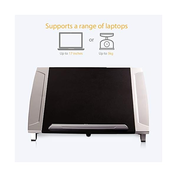 Fellowes-Office-Suites-Portable-Laptop-Stand-for-Desk-BlackSilver Fellowes Office Suites Laptop Stand for Desk 6 Height Adjustable Portable Laptop Riser for the Home and Office - Max…