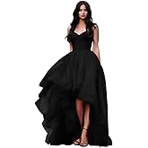 Women's Puffy A-Line High-Low Prom Ball Gown Wedding Dress for Bride, Strapless Tulle Quinceanera Dress for Sweet 16