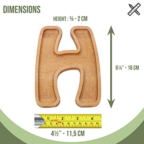 Wooden Letter H Candy Dish, Monogram Nut Bowl, Snack, Cookie, Cracker Serving Plate, Decorative Display, Home Accessory, Unique Gift Idea, for Date, Baby Shower, Birthday Party, Small Size