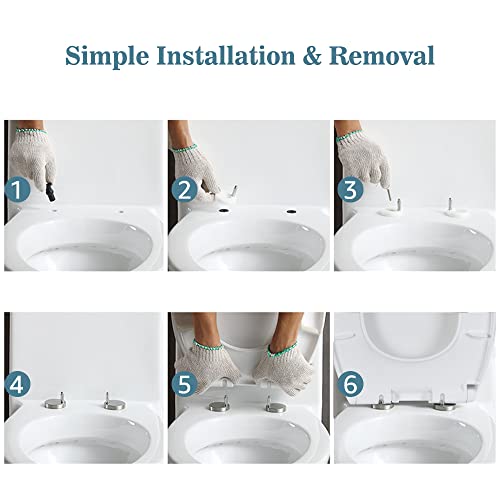 Toilet Seat Elongated Soft Close with Quick Release Hinges MUYE Never