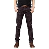 Magiftbox Men's Skinny Checked Slim Fit Plaid Fashion Casual Pants K115
