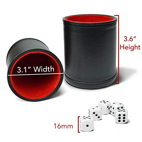 image for 5 Pack of Professional Dice Cups PU Leather and Red Velvet Lined, Incl