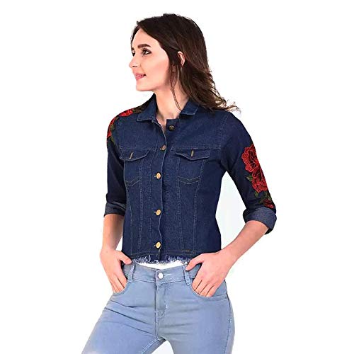 montrez full sleeve applique women's denim jacket