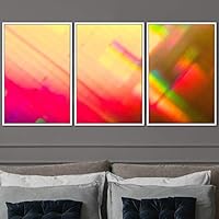 3 Piece Framed Canvas Wall Art Abstract Geometric Lights Mixed Media Canvas Prints Home Artwork Decoration for Living Room,Bedroom - 16