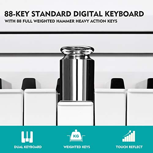 MUSTAR 88Key Weighted Digital Piano, Beginner Keyboard, Triple Pedals