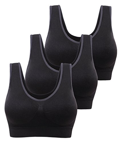 3 Pack Womens Wirefree Sleep Bra X-Large Black